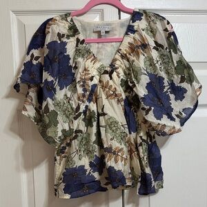 Hayden Women's Floral Blouse - Blue, Green, and Cream
